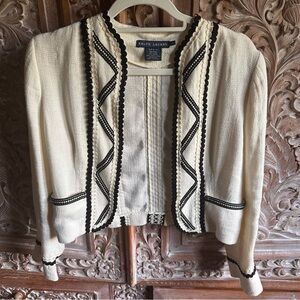 Ralph Lauren Ivory and Ebony Open Blazer